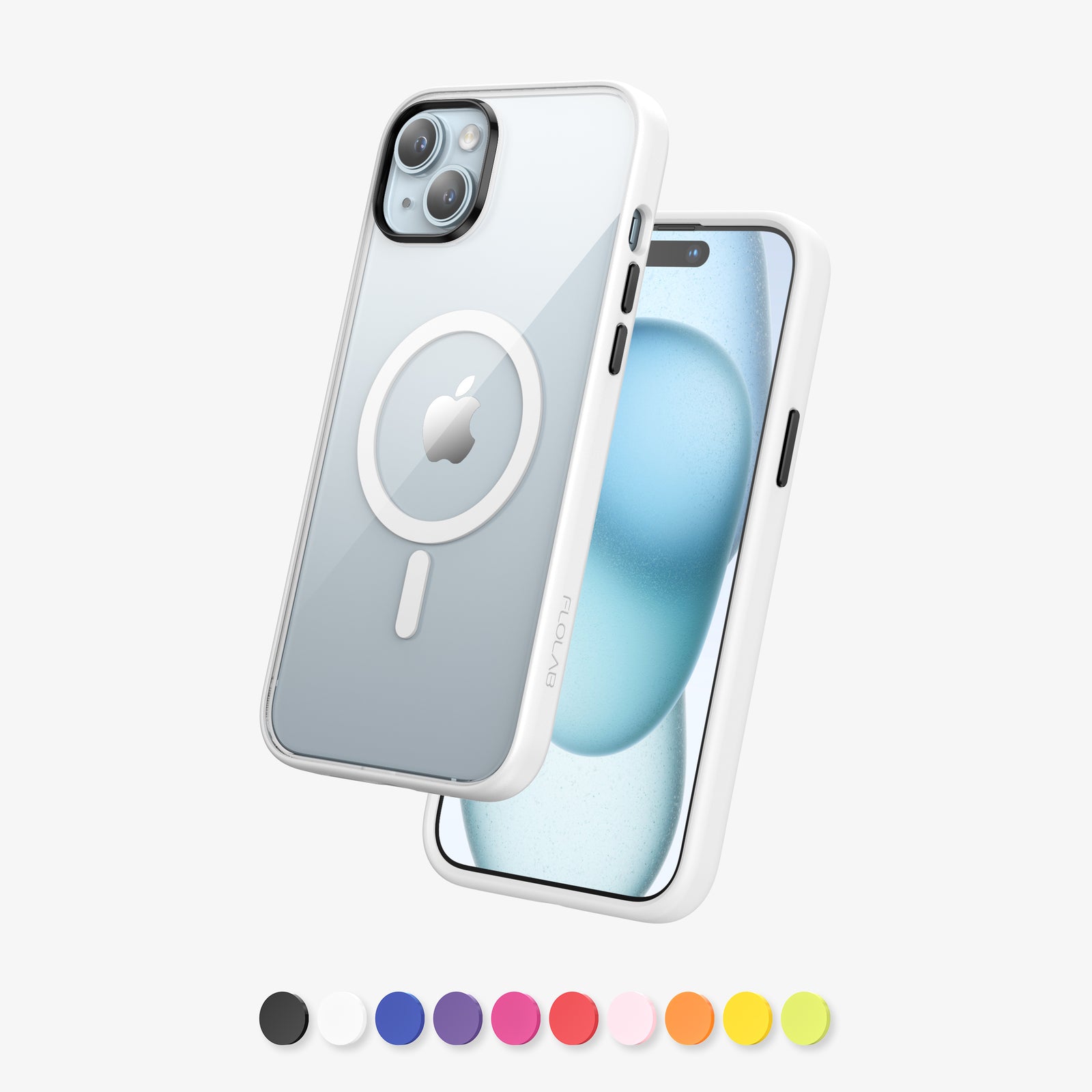 FLOLAB Surtect Tri-Fusion MagSafe Compatible Case – iPhone 15 Series (White Clear)