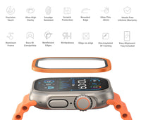 NanoArmour for Apple Watch Ultra 2 / Ultra 1 with ClearVue Anti-Reflective Tempered Glass Screen Protector: Aluminum Frame, Antimicrobial