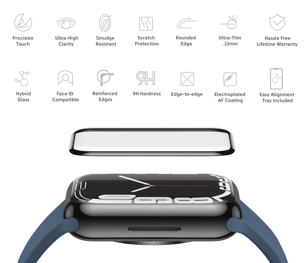 Hybrid Glass NanoArmour for Apple Watch Series 9 Screen Protector