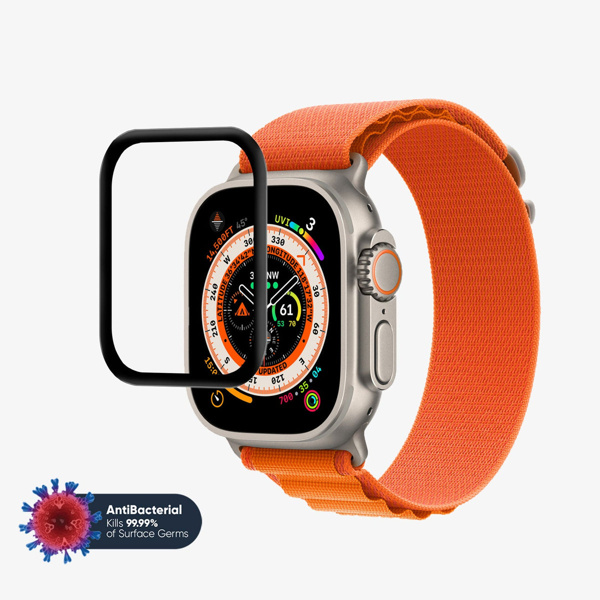 NanoArmour for Apple Watch Ultra 3 / Ultra 2 / Ultra 1 Screen Protector Anti-Microbial