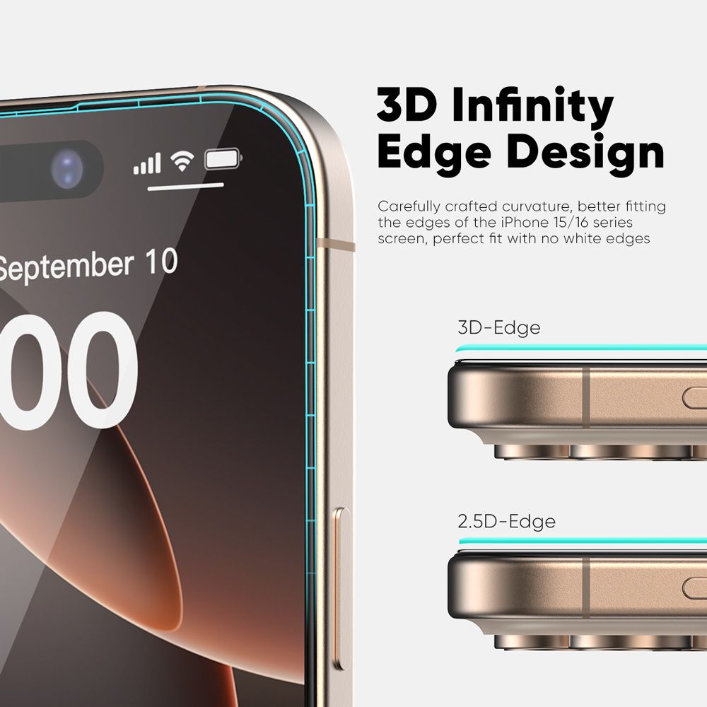 NanoArmour ONETIME PRO Privacy Anti Reflective 3D Infinity Edge – iPhone 16 / 15 Series