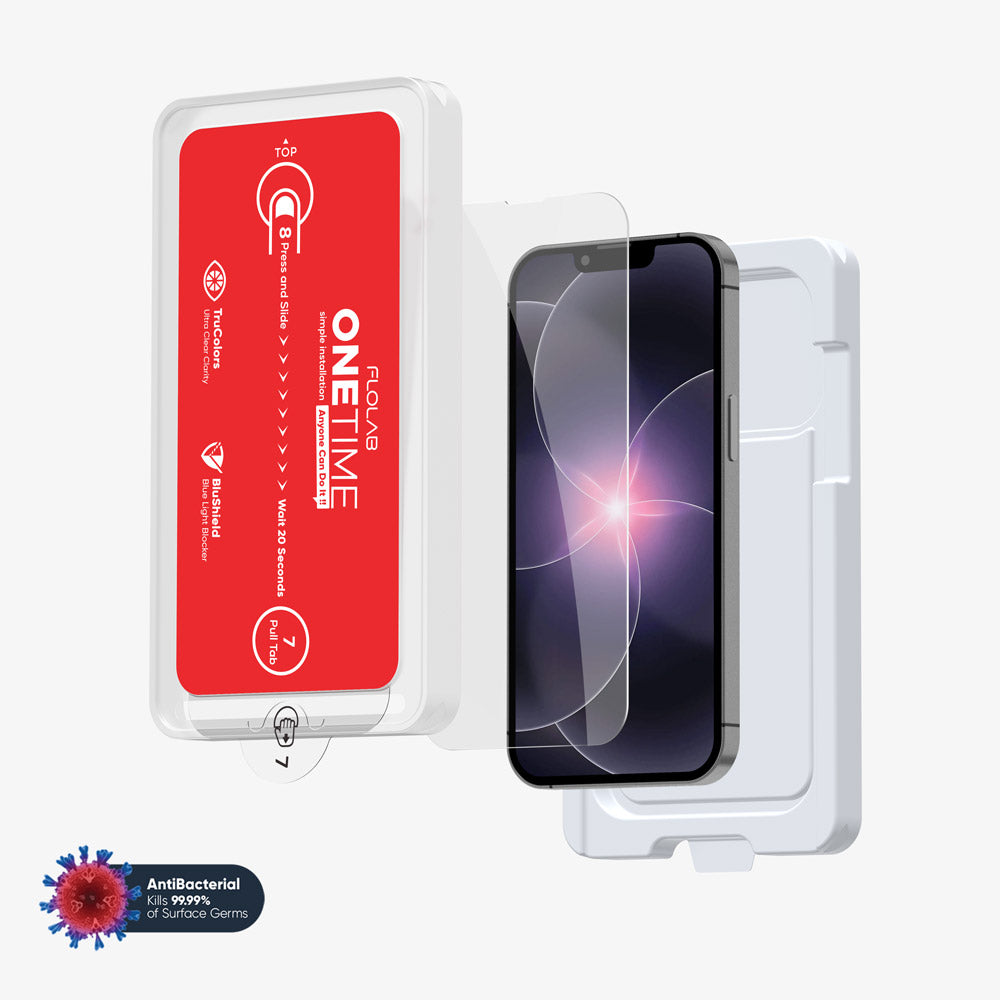 ONETIME NanoArmour for iPhone Anti-Blue Light Screen Protector: Dust-Free Installation, Case Friendly, Crystal Clear, No Blue or Yellow Tint