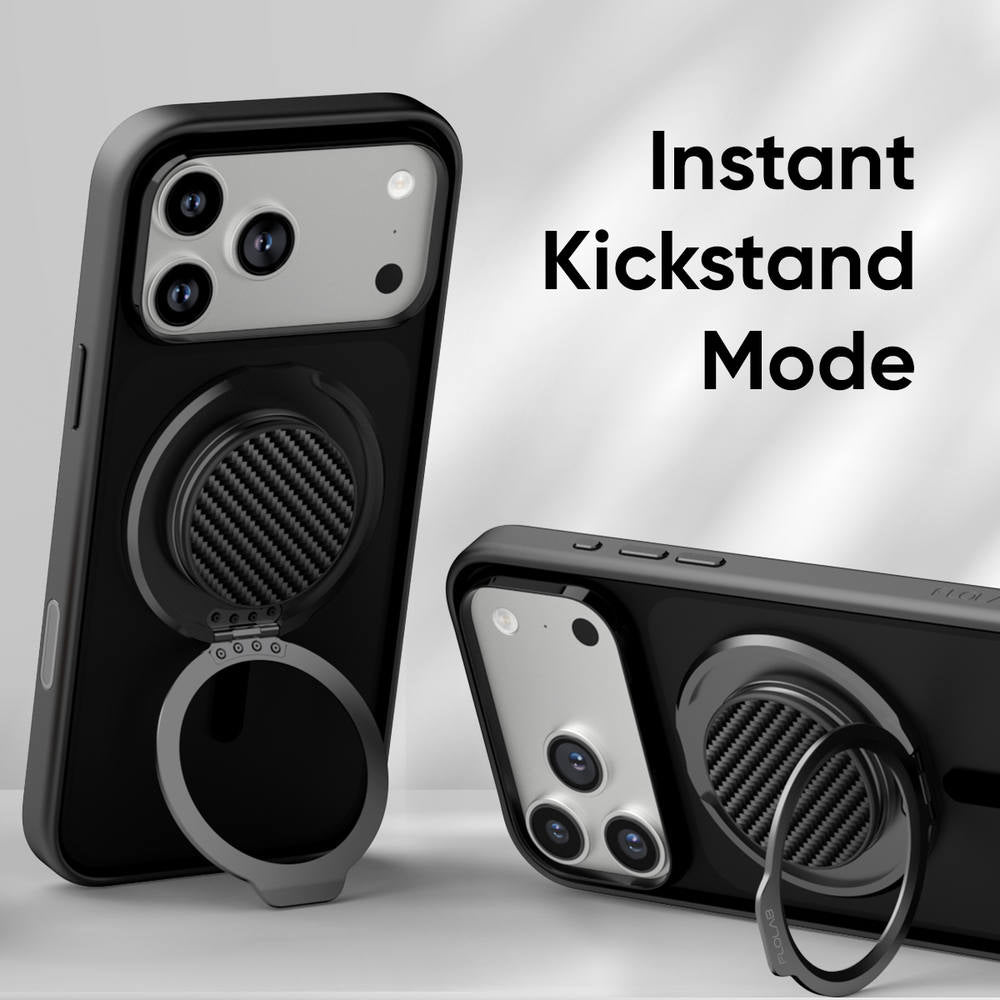 Pre-Order Ships Dec 20 - FLOLAB ForgeGrip Magnetic Stand & Phone Grip for iPhone Magsafe, Compatible with Android Phone - Carbon Fiber