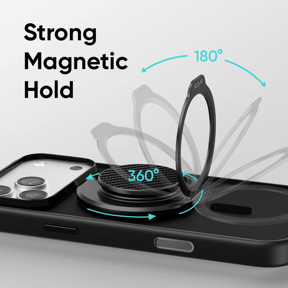 Pre-Order Ships Dec 20 - FLOLAB ForgeGrip Magnetic Stand & Phone Grip for iPhone Magsafe, Compatible with Android Phone - Carbon Fiber