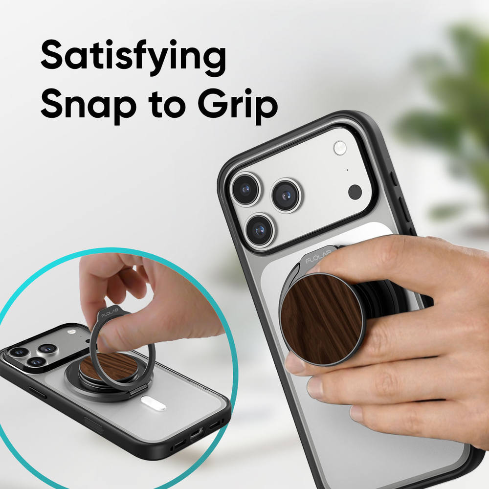 Pre-Order Ships Dec 20 - FLOLAB ForgeGrip Magnetic Stand & Phone Grip for iPhone Magsafe, Compatible with Android Phone - Carbon Fiber