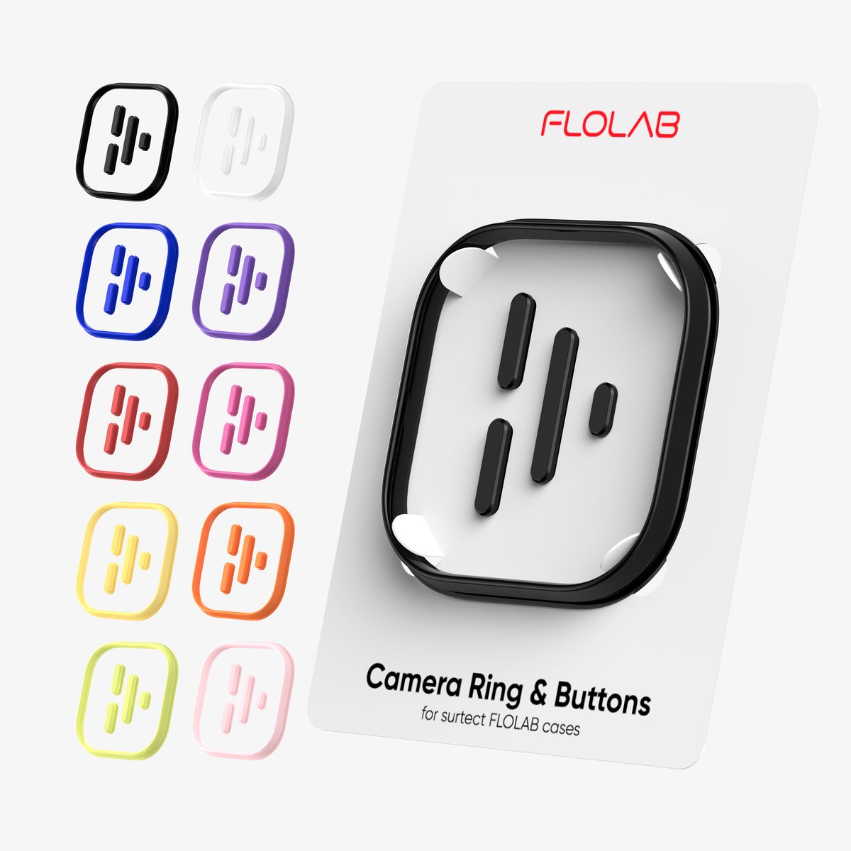 FLOLAB Camera Ring & Buttons Set for iPhone 16 Surtect Series