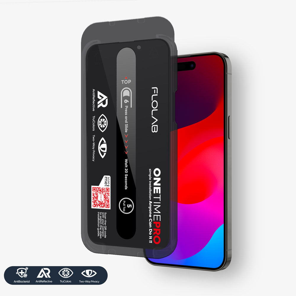 NanoArmour ONETIME PRO Privacy Anti Reflective Infinity Edge – iPhone 16/15/14/13 Series