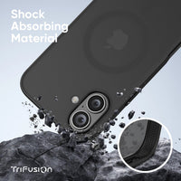 FLOLAB Surtect Tri-Fusion Magnetic for iPhone 16 Series Phone Case Black Frame Black Matte Translucent