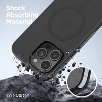 FLOLAB Surtect Tri-Fusion Magnetic for iPhone 16 Series Phone Case Black Frame Black Matte Translucent