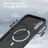FLOLAB Surtect Tri-Fusion Magnetic for iPhone 16 Series Phone Case Black Frame Black Matte Translucent