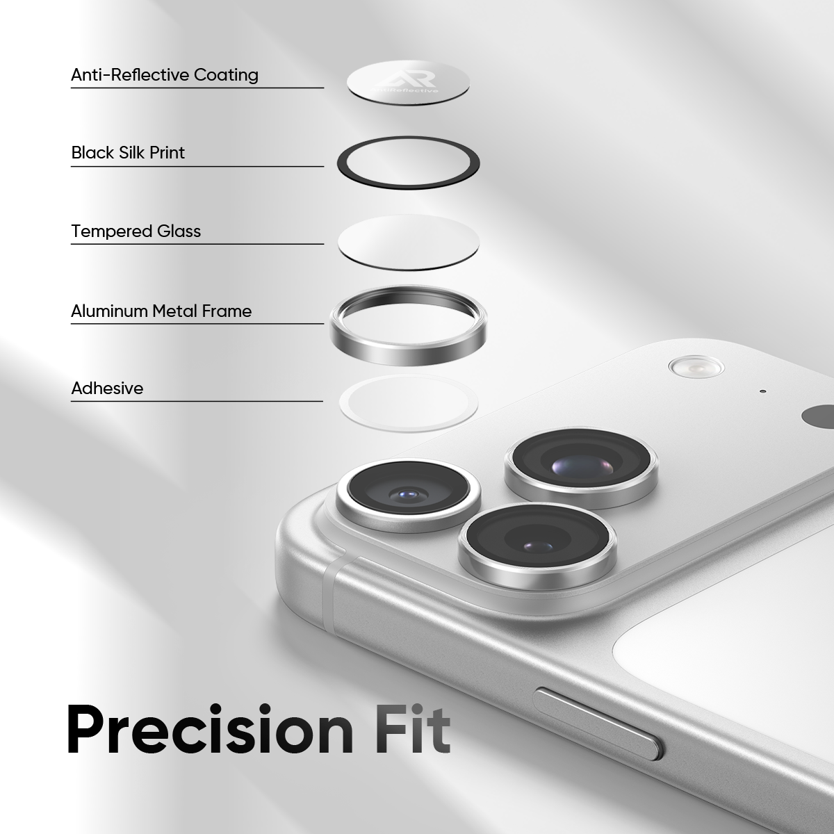 NanoArmour Camera Protector – for iPhone 18 Pro / 18 Pro Max Anti Reflective - Silver