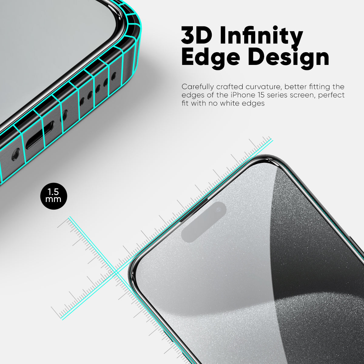 NanoArmour ONETIME PRO Privacy Anti Reflective 3D Infinity Edge – iPhone 16 / 15 Series