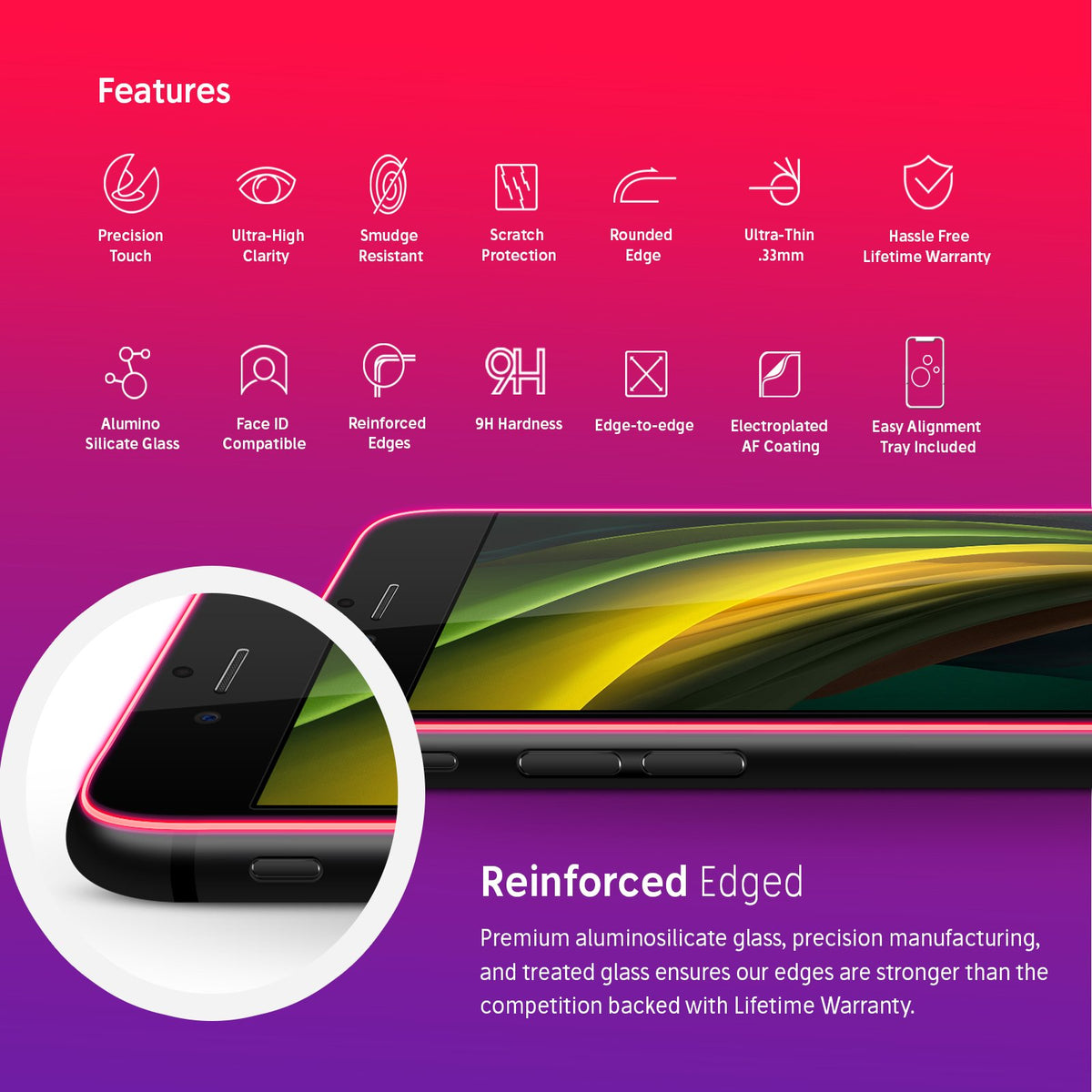 NanoArmour for iPhone SE Best  Screen Protector (2020) Edge-to-Edge
