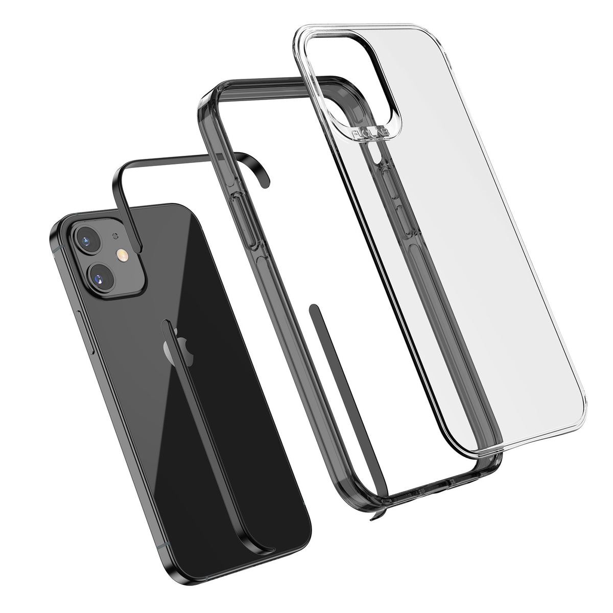 Black Clear for iPhone 12 Case TAFFYCA Series
