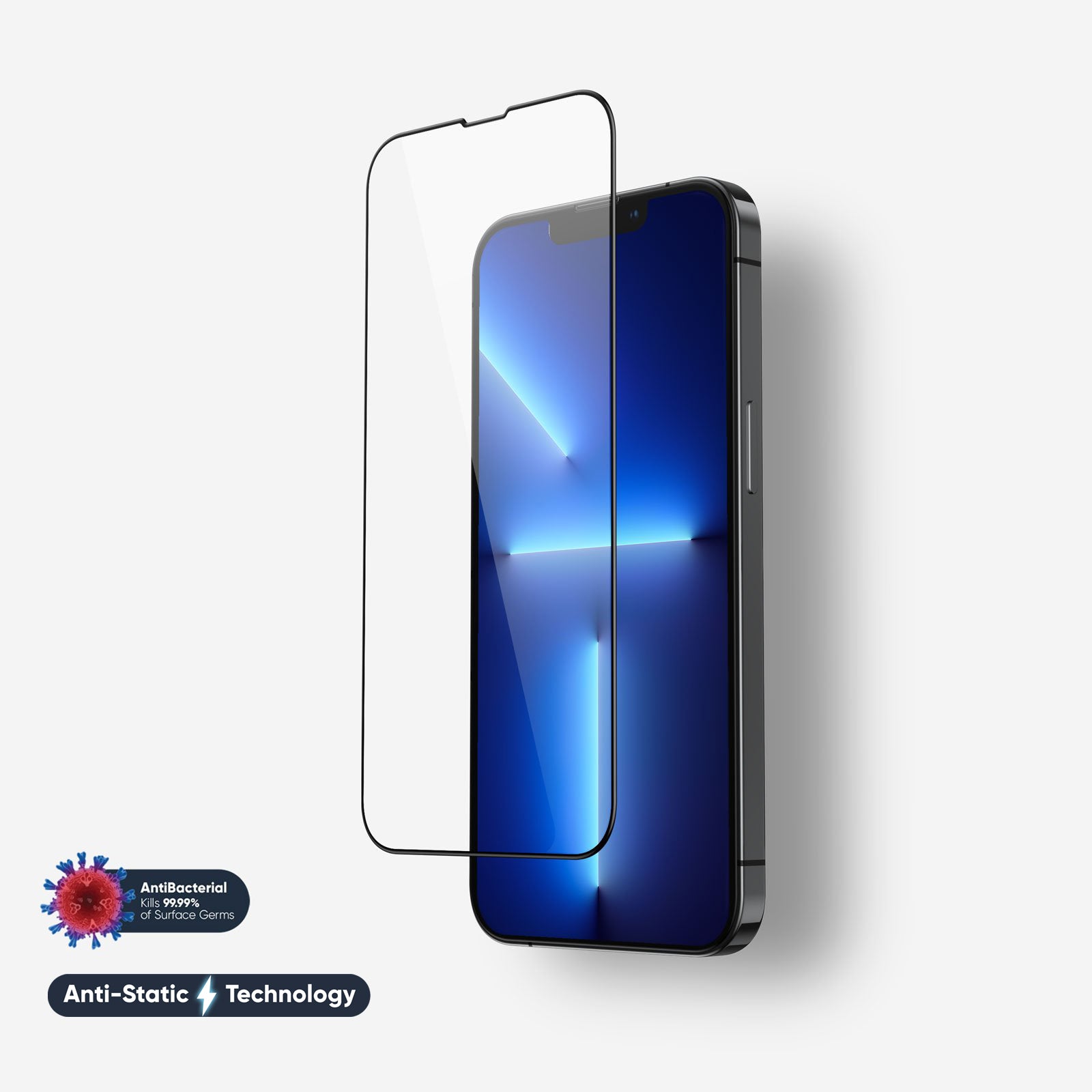 NanoArmour iPhone 13 Pro Screen Protector Antimicrobial Anti-Dust Edge-to-Edge Blue Light Blocker