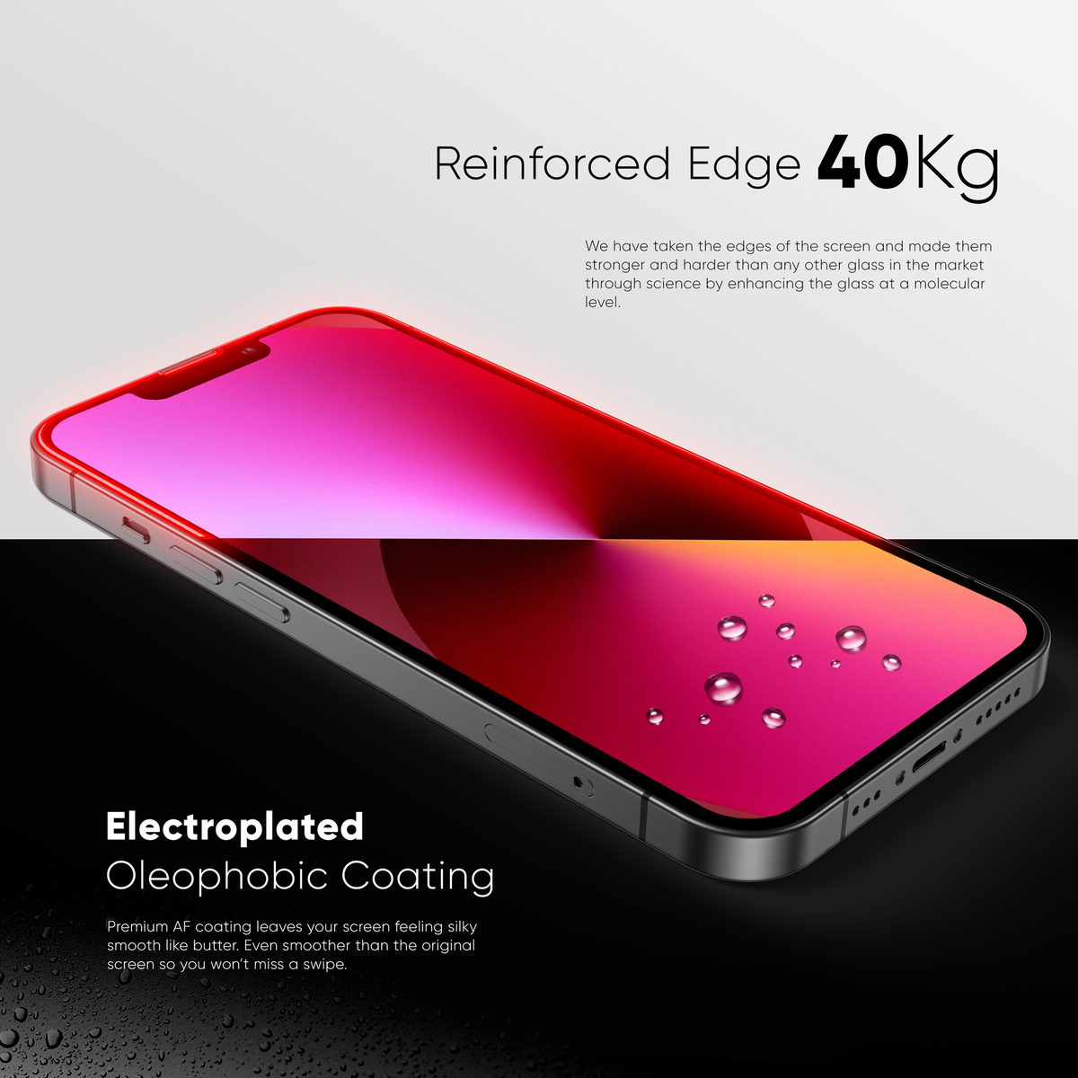 NanoArmour for iPhone 13 Pro Screen Protector Antimicrobial Anti-Dust Edge-to-Edge Blue Light Blocker