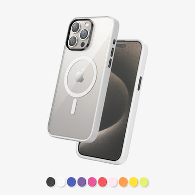 FLOLAB Surtect Tri-Fusion Magnetic for iPhone 15 Series Phone Case Surtect White Clear - Customizable Camera & Buttons Colors