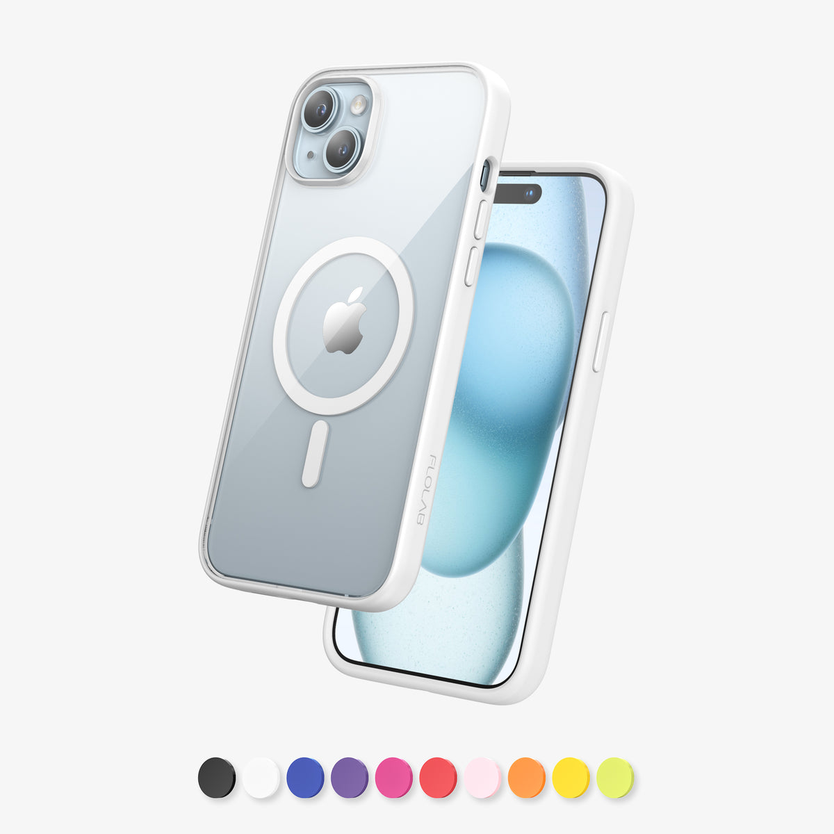 FLOLAB Surtect Tri-Fusion MagSafe Compatible Case – iPhone 15 Series (White Clear)