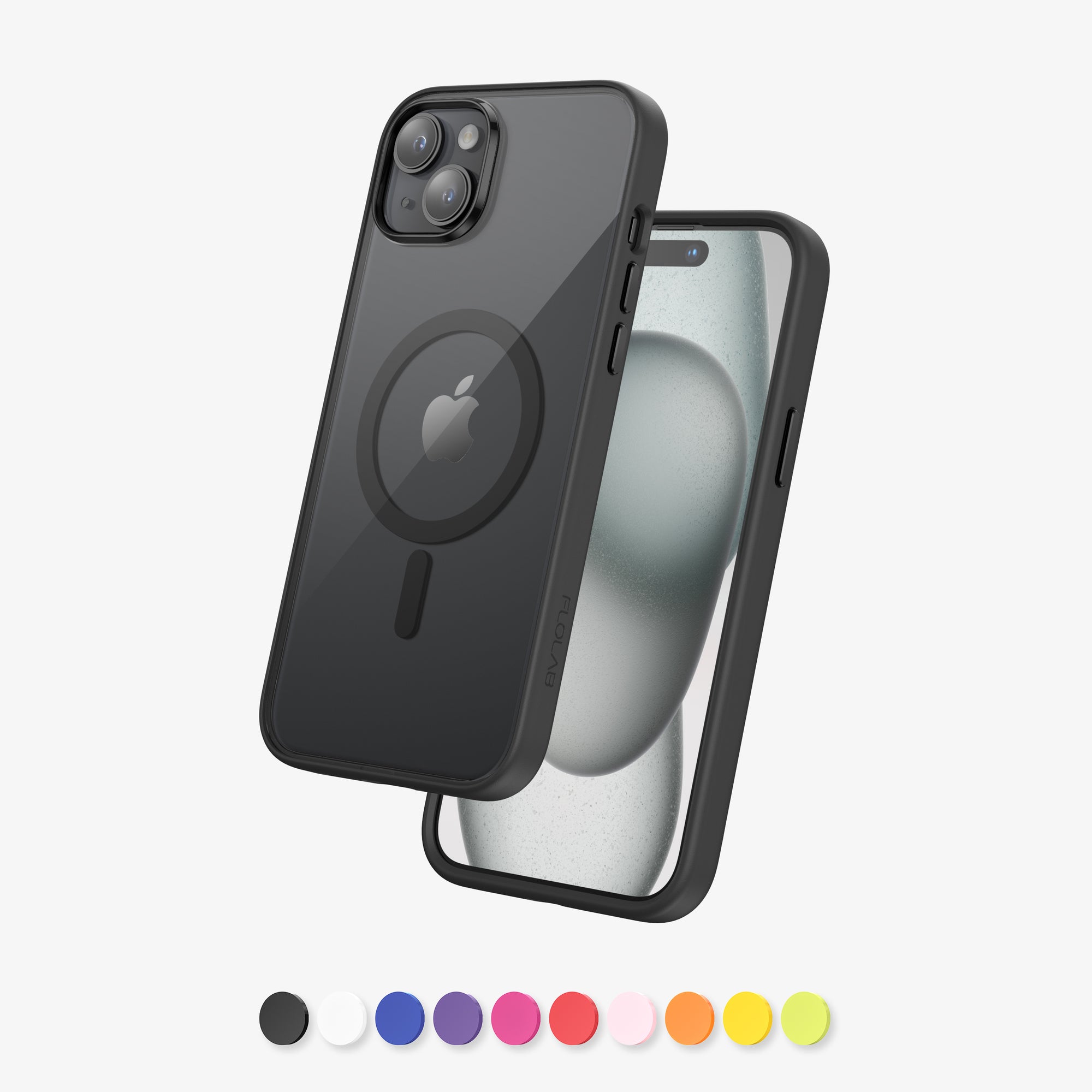 FLOLAB Surtect Tri-Fusion Magnetic for iPhone 15 Series Phone Case Surtect Full Black - Customizable Camera & Buttons Colors