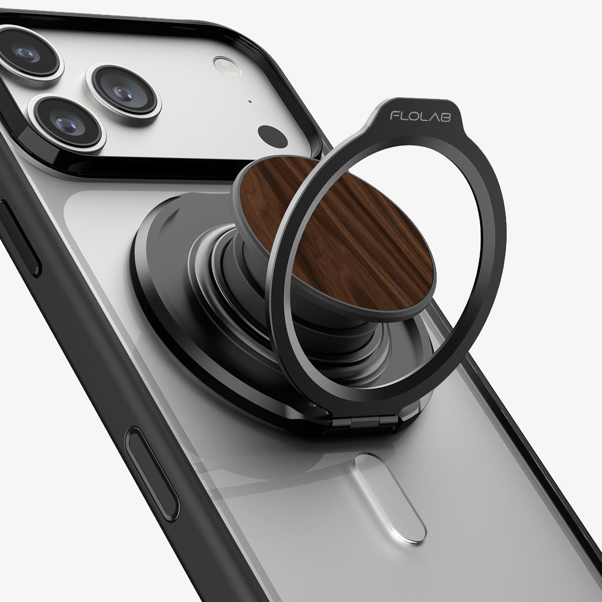 FLOLAB ForgeGrip Magnetic Stand & Phone Grip for iPhone Magsafe, Compatible with Android Phone - Walnut