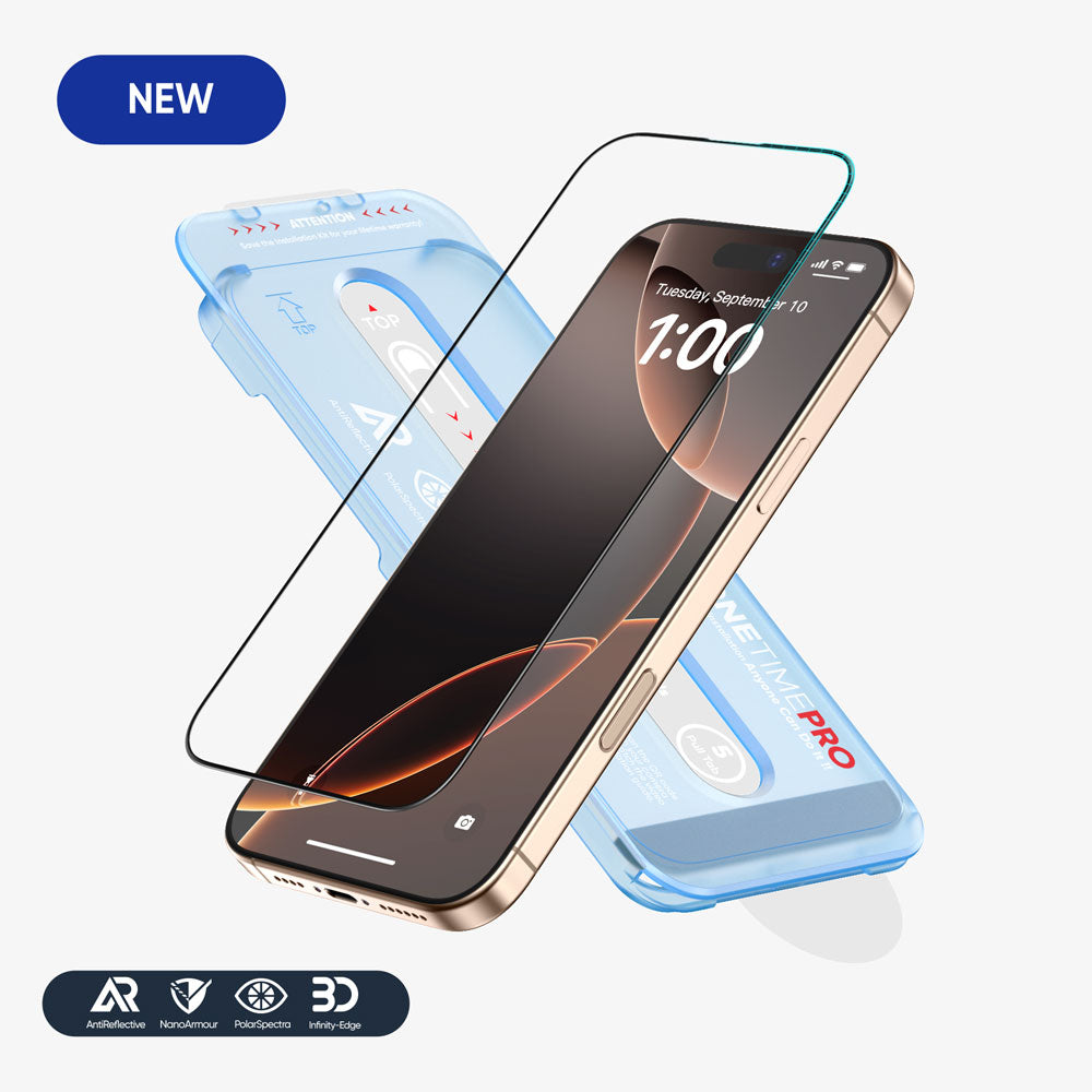 FLOLAB ONETIME PRO NanoArmour 3D Screen Protector with ClearVue Anti Reflective Technology & PolarSpectra Anti-Rainbow