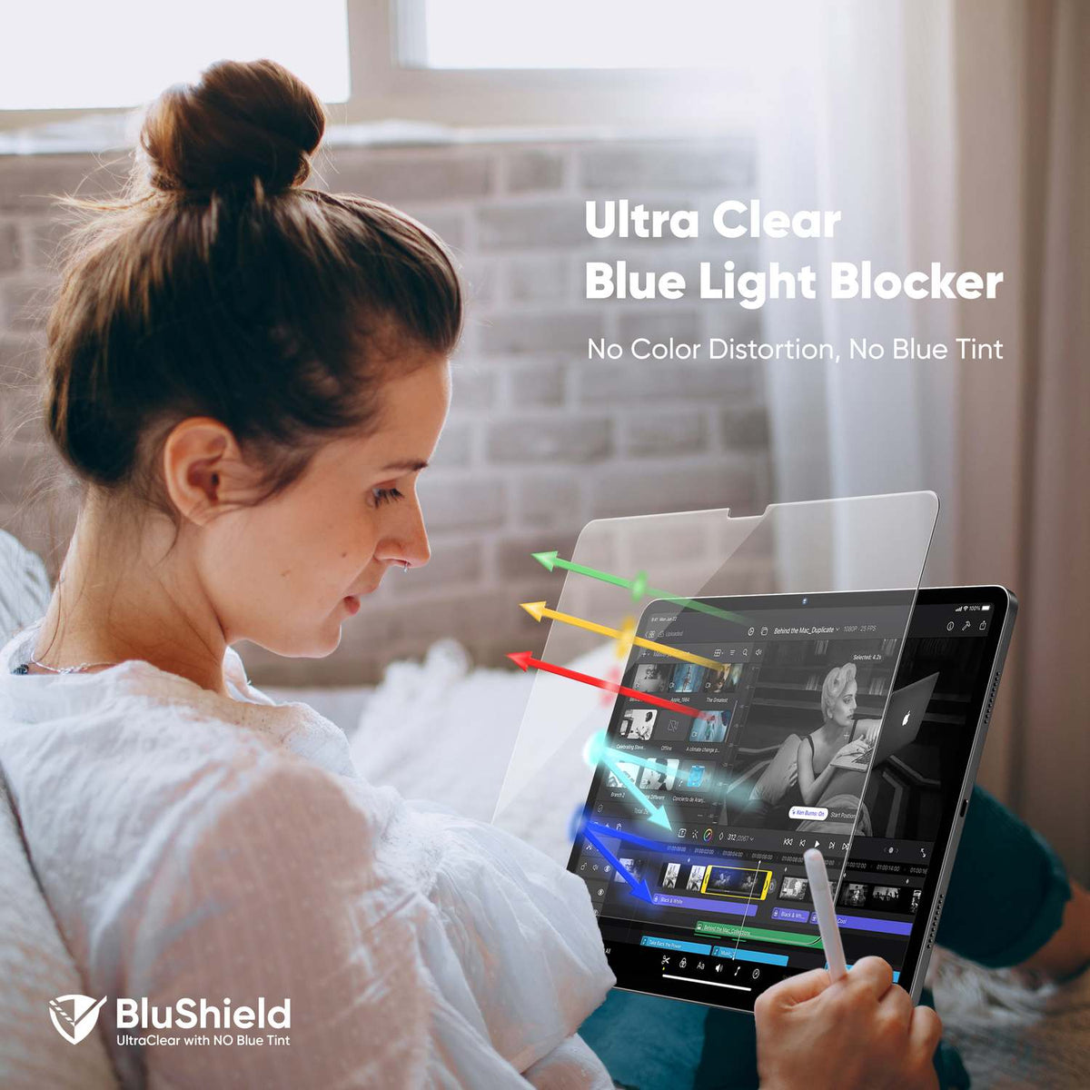 ONETIME NanoArmour 13 inch for iPad Pro 2024-2025 Ultra Clear Screen Protector: Clear Blue Light Blocker, No Blue Tint, TruColor