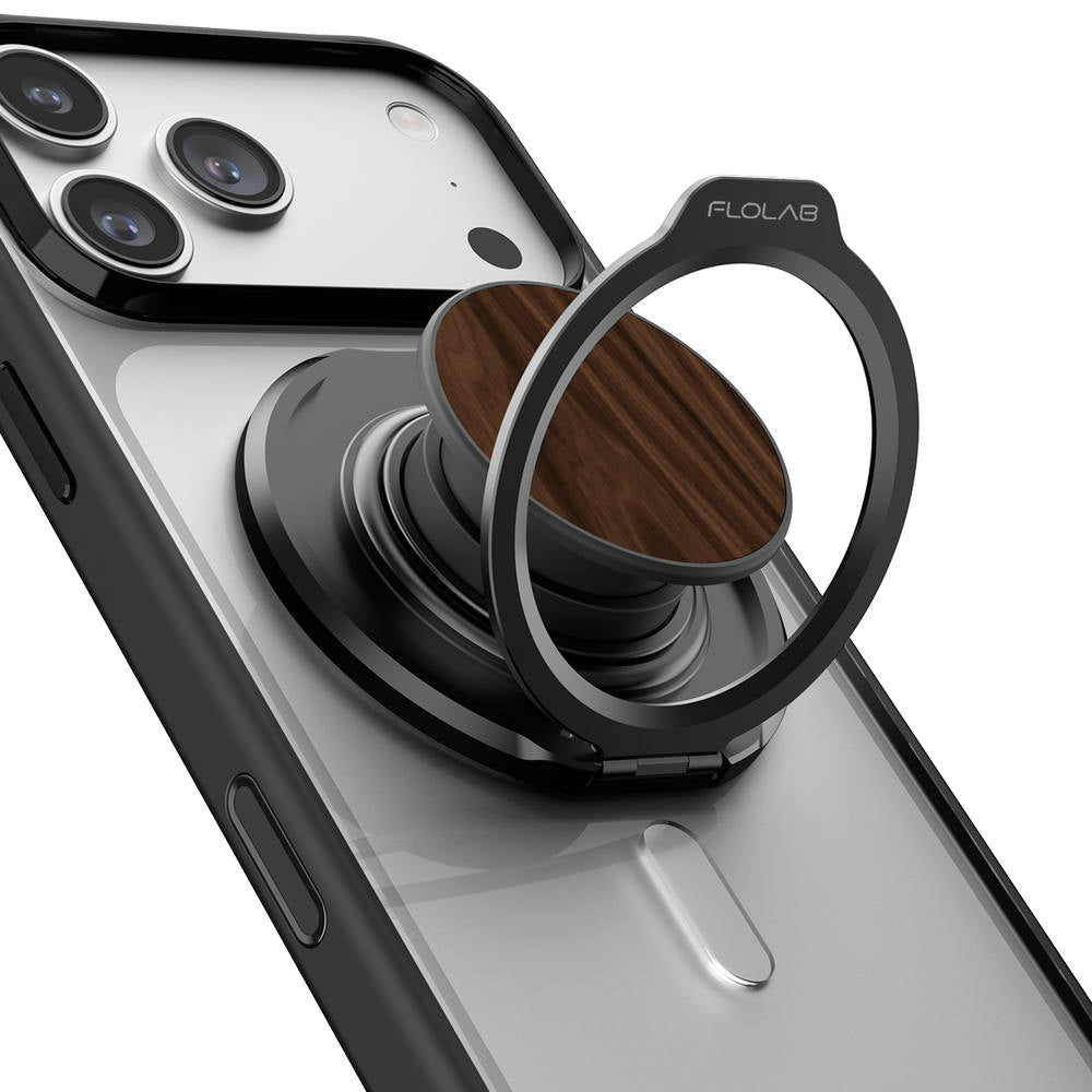 Pre-Order Ships Dec 20 - FLOLAB ForgeGrip Magnetic Stand & Phone Grip for iPhone Magsafe, Compatible with Android Phone - Walnut