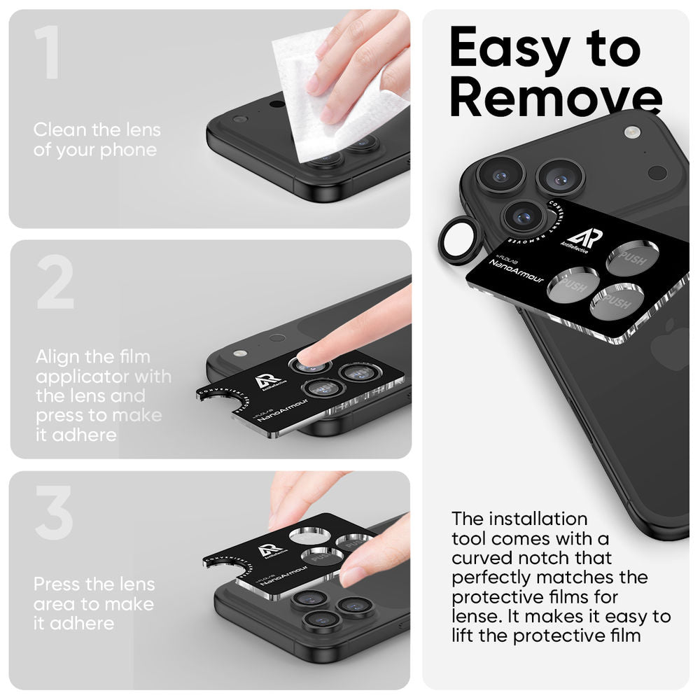 NanoArmour iPhone 17 Pro Camera Protector – Anti Reflective Black