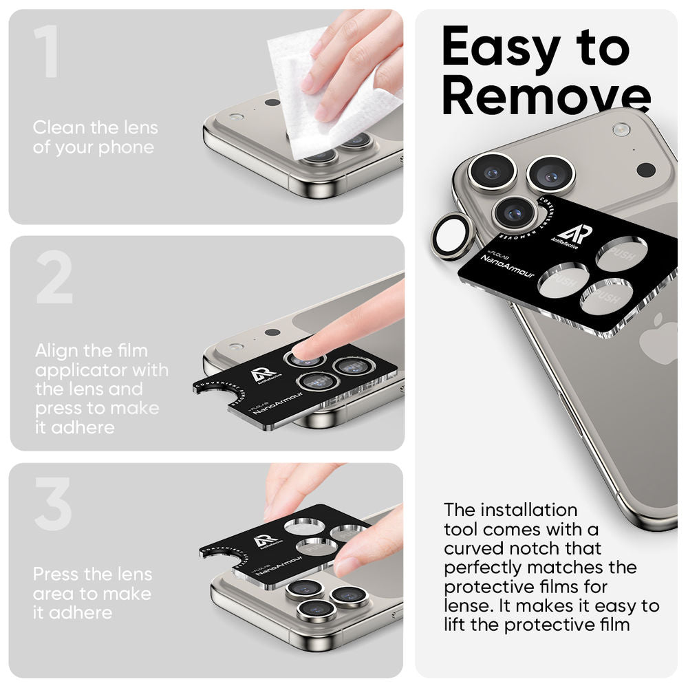 NanoArmour Camera Protector – iPhone 17 Pro / Pro Max Anti Reflective