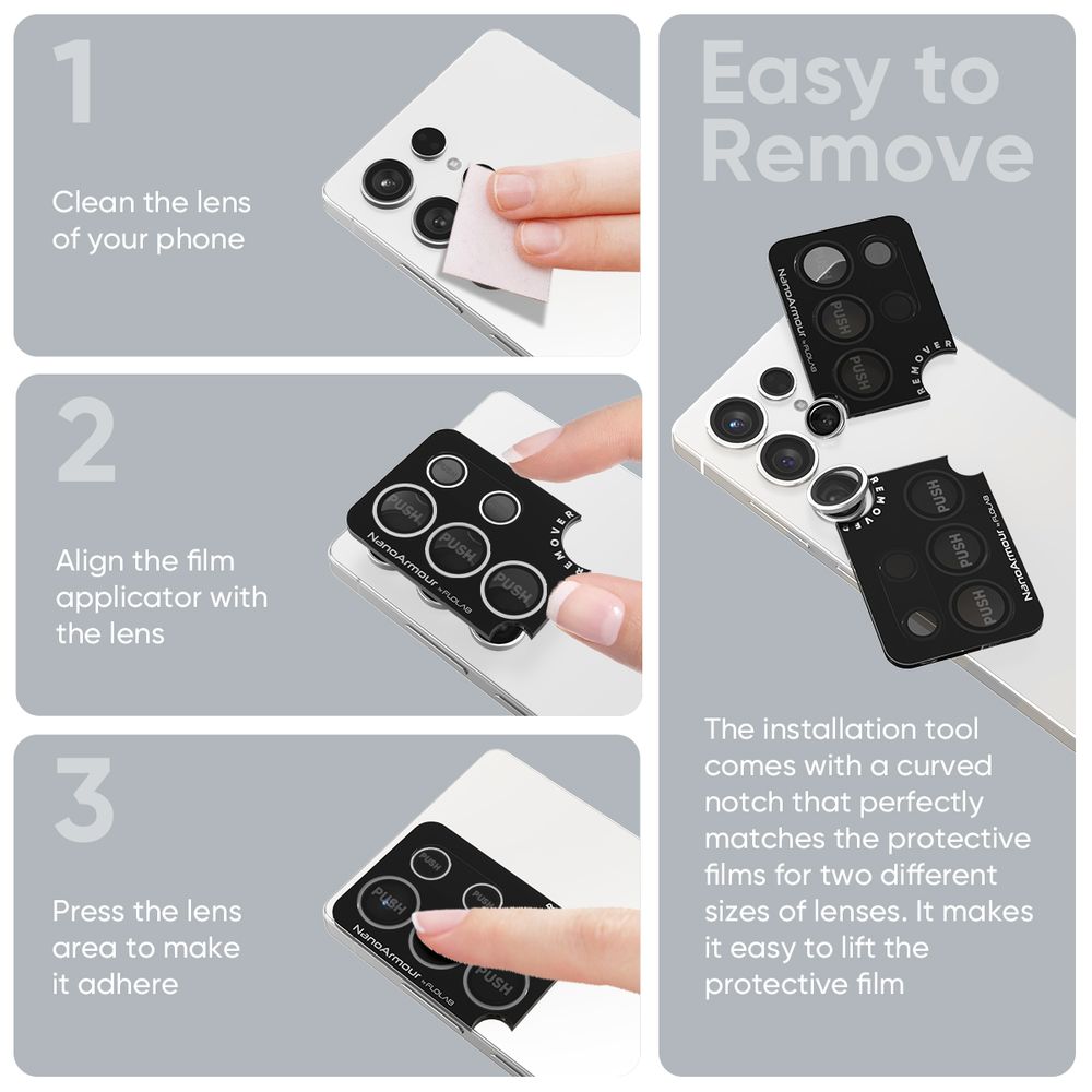 FLOLAB NanoArmour for Samsung Galaxy S25 Ultra Camera Lens Protector Anti Reflective Coating - 3 Colors Options