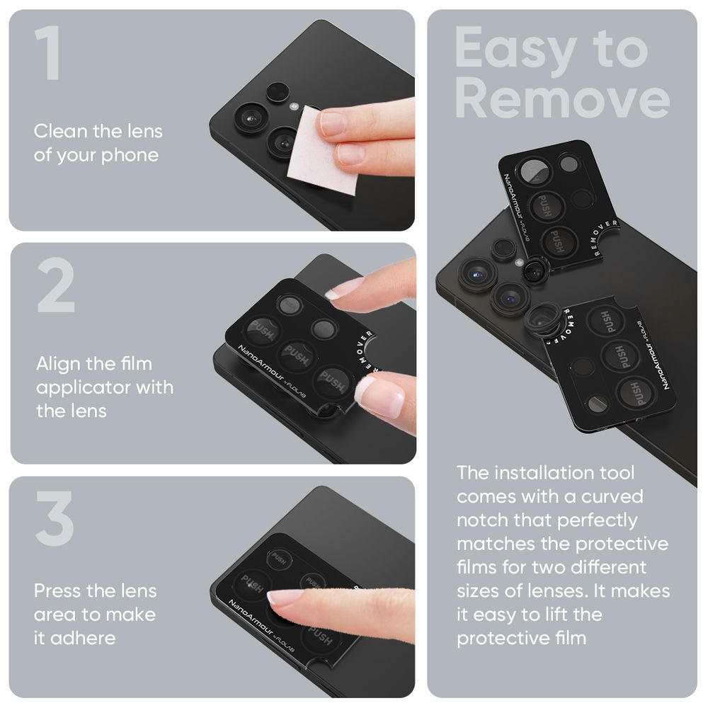 FLOLAB NanoArmour for Samsung Galaxy S25 Ultra Camera Lens Protector Anti Reflective Coating - 3 Colors Options