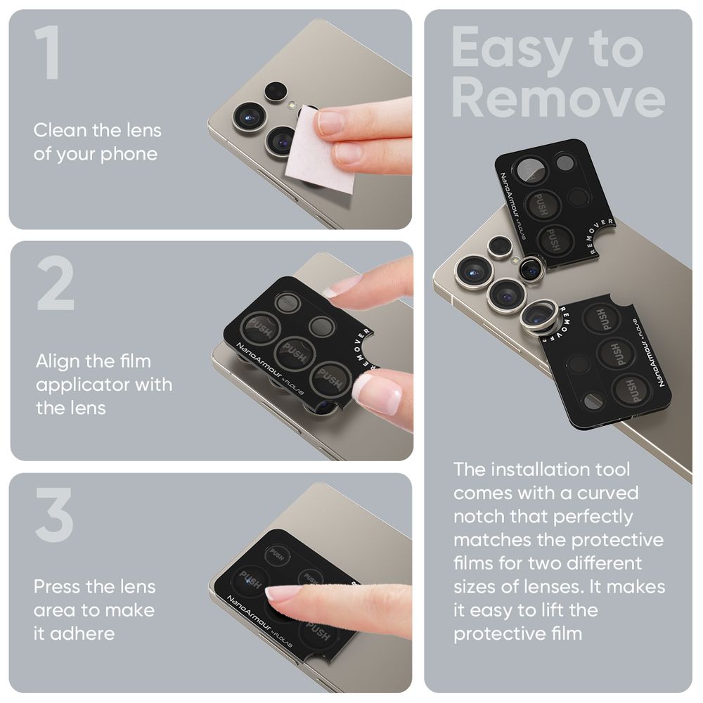 FLOLAB NanoArmour for Samsung Galaxy S25 Ultra Camera Lens Protector Anti Reflective Coating - 3 Colors Options