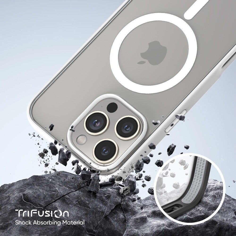 FLOLAB Surtect Tri-Fusion Magnetic for iPhone 16 Series Phone Case Surtect White Clear - Customizable Camera & Buttons Colors