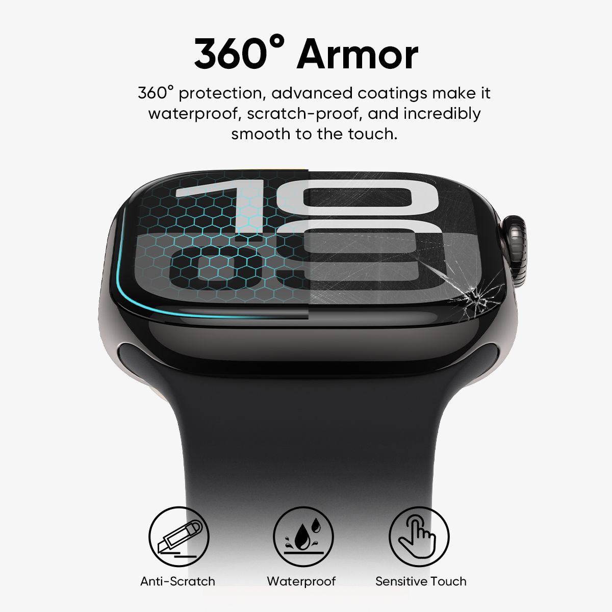Hybrid Glass NanoArmour for Apple Watch Series 11 / Series 10 Screen Protector