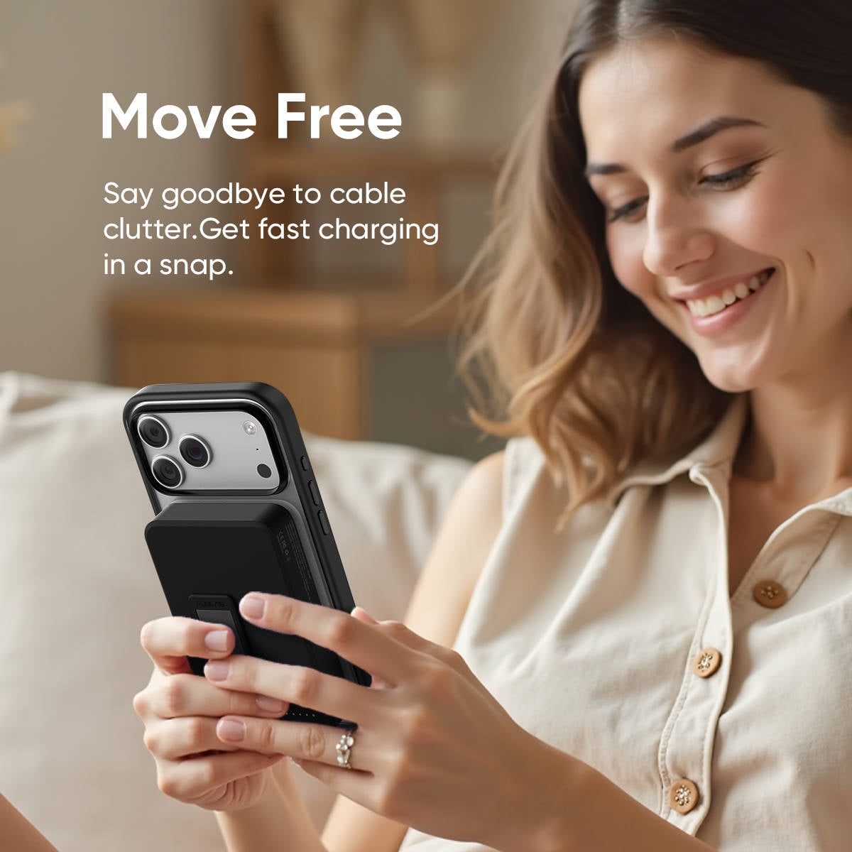 RESTOCKING - FLOLAB MagFLO Qi2 15W Wireless Power Bank, 20W PD charging- Kickstand, MagSafe Compatible, Fast Charging, Build in Cable