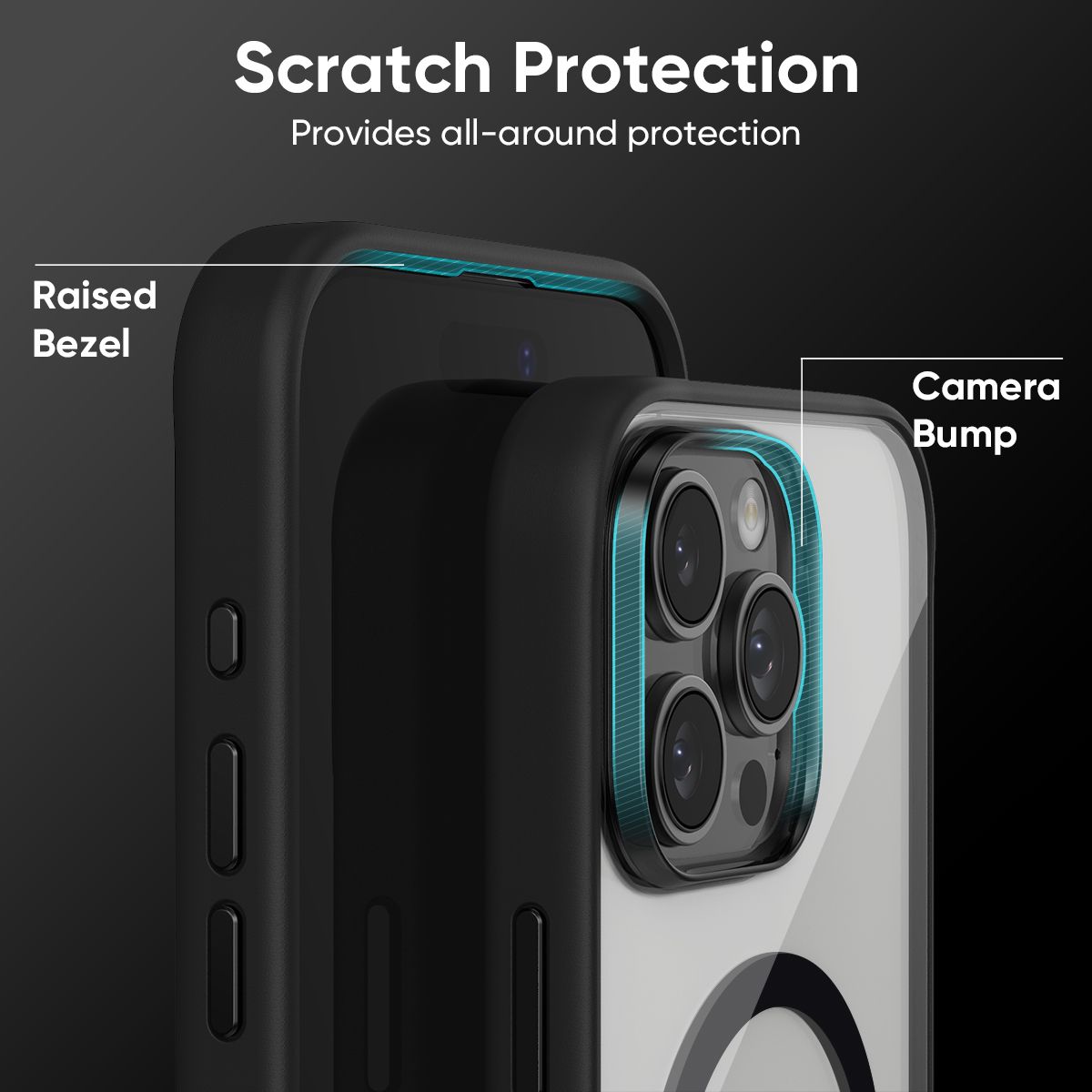 FLOLAB Surtect Tri-Fusion MagSafe Compatible Case – iPhone 16 Series (Black Clear)