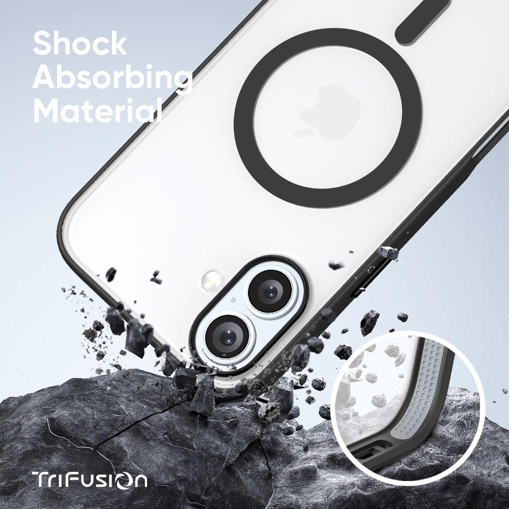 FLOLAB Surtect Tri-Fusion MagSafe Compatible Case – iPhone 16 Series (Black Frost)