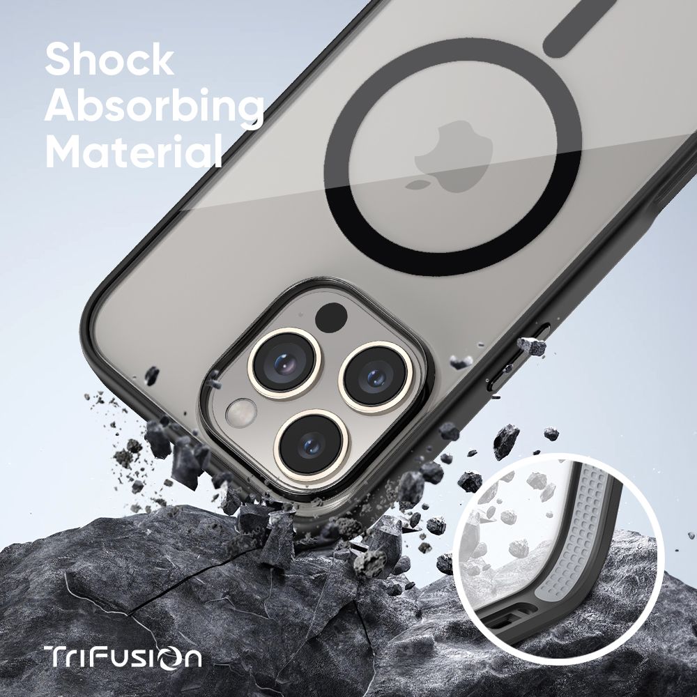 FLOLAB Surtect Tri-Fusion MagSafe Compatible Case – iPhone 16 Series (Black Clear)