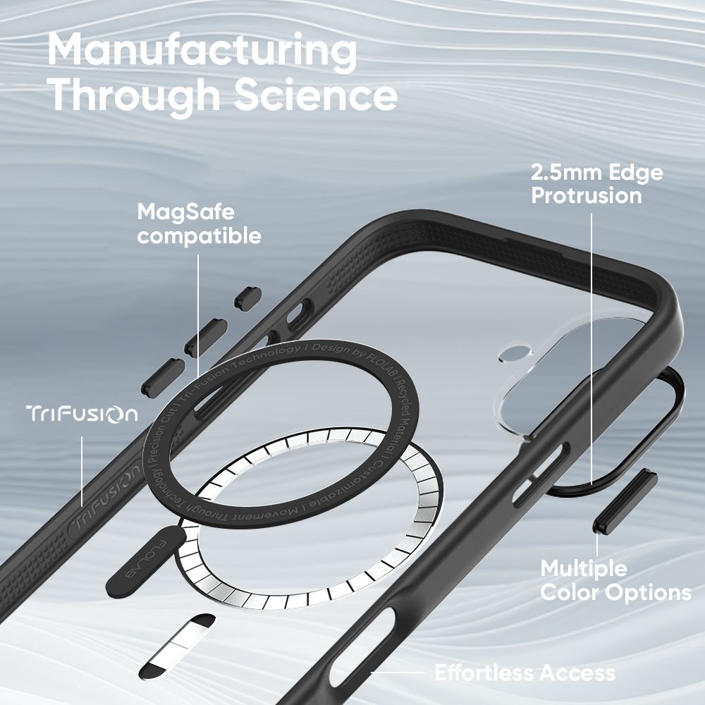 FLOLAB Surtect Tri-Fusion MagSafe Compatible Case – iPhone 16 Series (Black Clear)