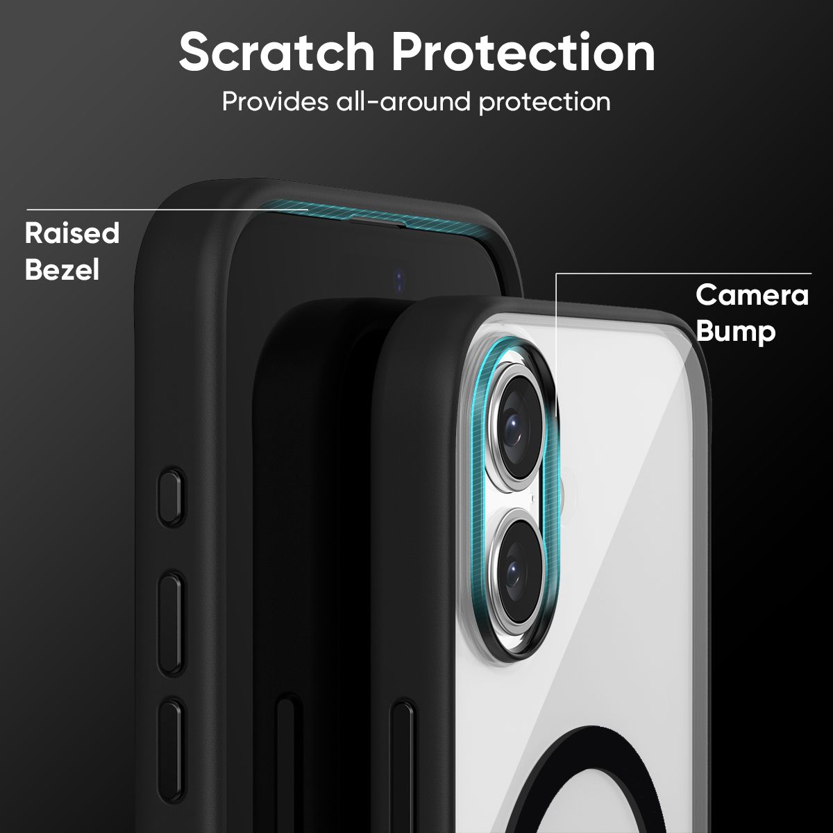 FLOLAB Surtect Tri-Fusion MagSafe Compatible Case – iPhone 16 Series (Black Clear)