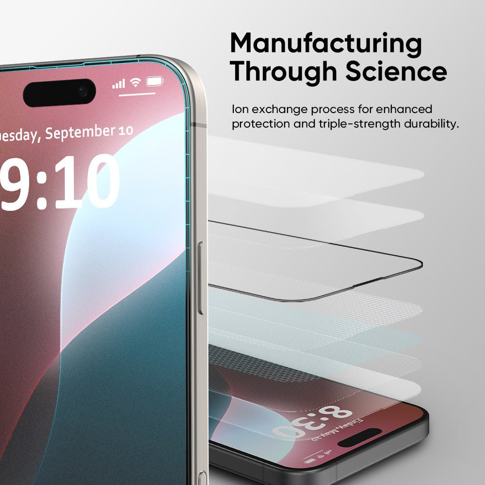 FLOLAB ONETIME MAX NanoArmour: iPhone 16 Series Matte Screen Protector with Infinity Edge, Anti-Glare Technology, Smooth as Butter