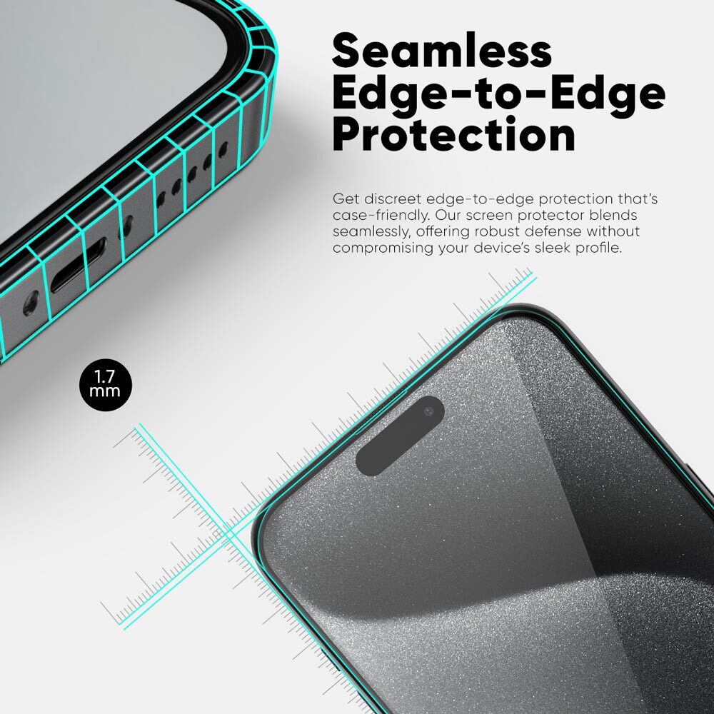 ONETIME MAX NanoArmour Screen Protector for iPhone 15 Series: Matte, Anti-Glare, Edge-to-Edge, Antimicrobial