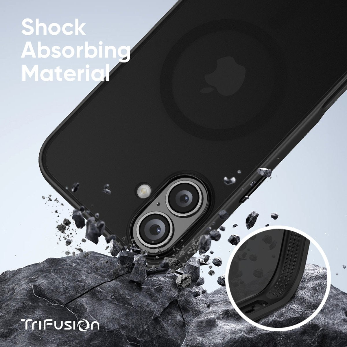 FLOLAB Surtect Tri-Fusion MagSafe Compatible Case – iPhone 16 Series (Stealth Black Clear)