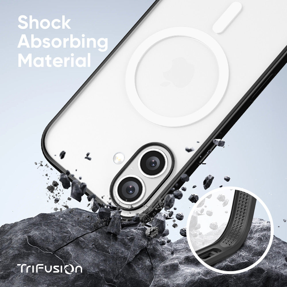 FLOLAB Surtect Tri-Fusion MagSafe Compatible Case – iPhone 17 Series (Black Frost White Ring)