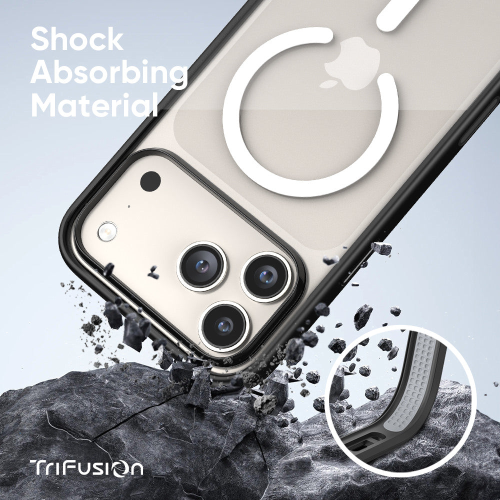 FLOLAB Surtect Tri-Fusion MagSafe Compatible Case – iPhone 17 Series (Black Clear White Ring)