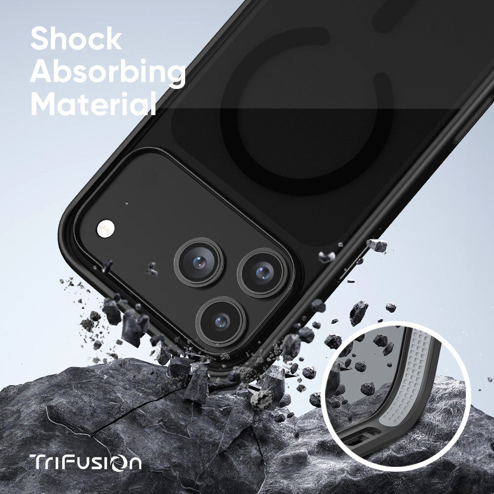 FLOLAB Surtect Tri-Fusion MagSafe Compatible Case – iPhone 17 Series (Stealth Black Clear)