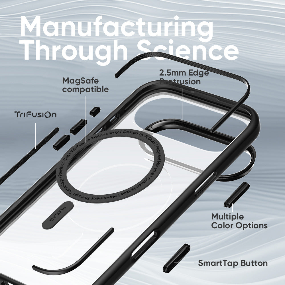 FLOLAB Surtect Tri-Fusion MagSafe Compatible Case – iPhone 17 Series (Black Frost)