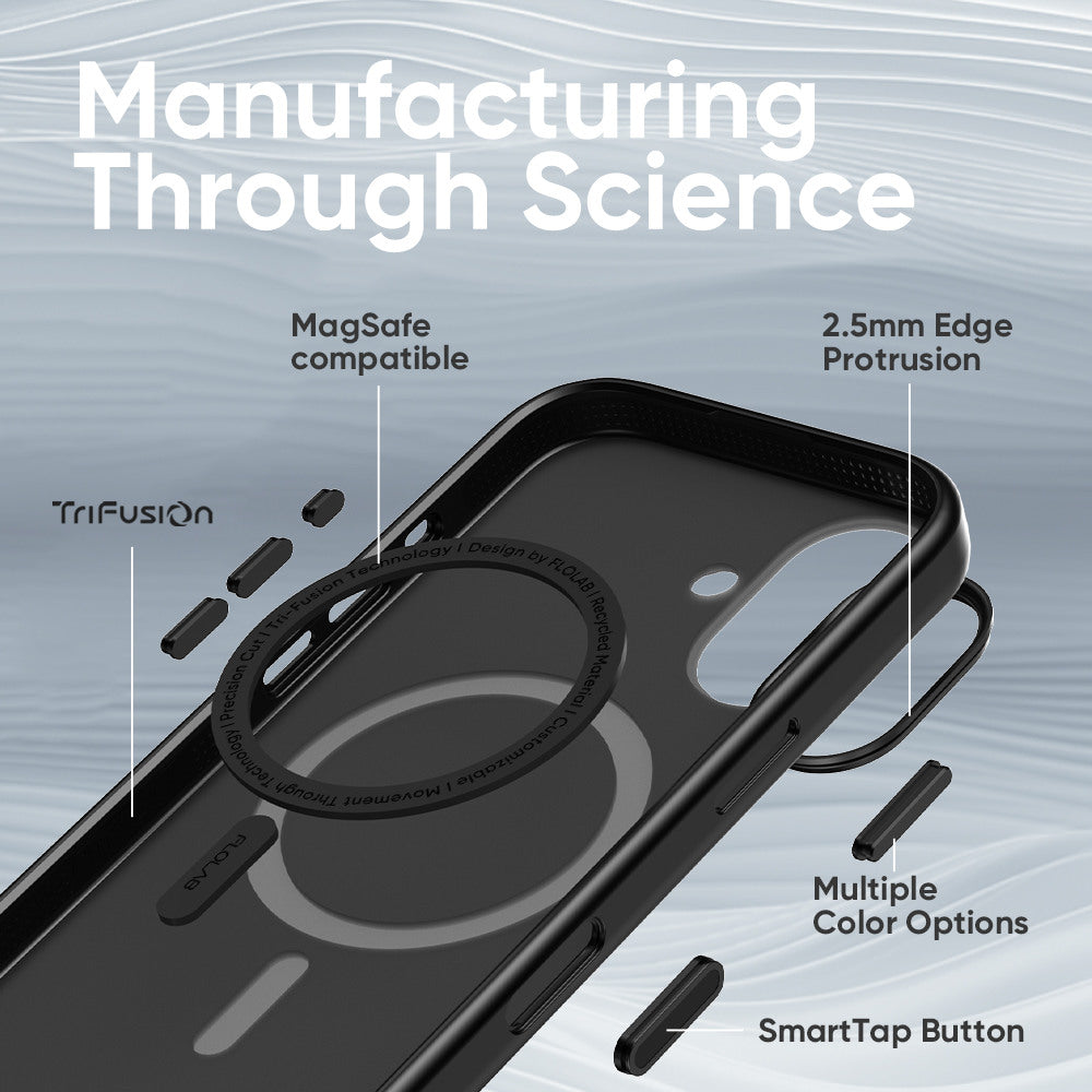 FLOLAB Surtect Tri-Fusion MagSafe Compatible Case – iPhone 17 Series (Matte Black Frost)