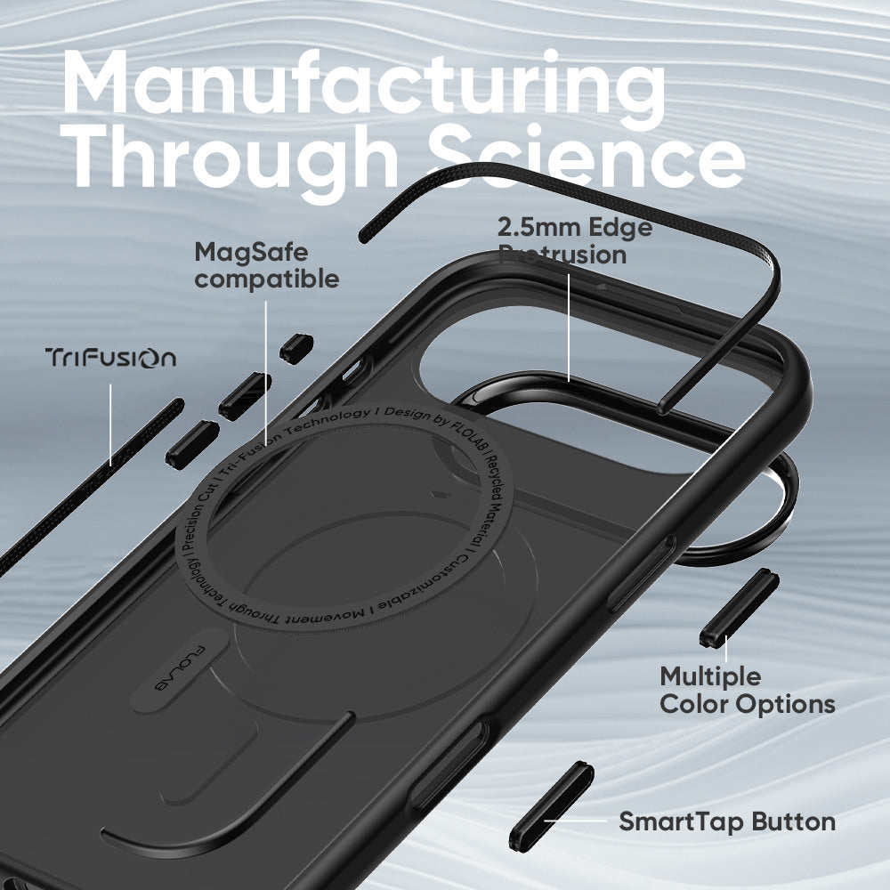 FLOLAB Surtect Tri-Fusion MagSafe Compatible Case – iPhone 17 Series (Matte Black Frost)