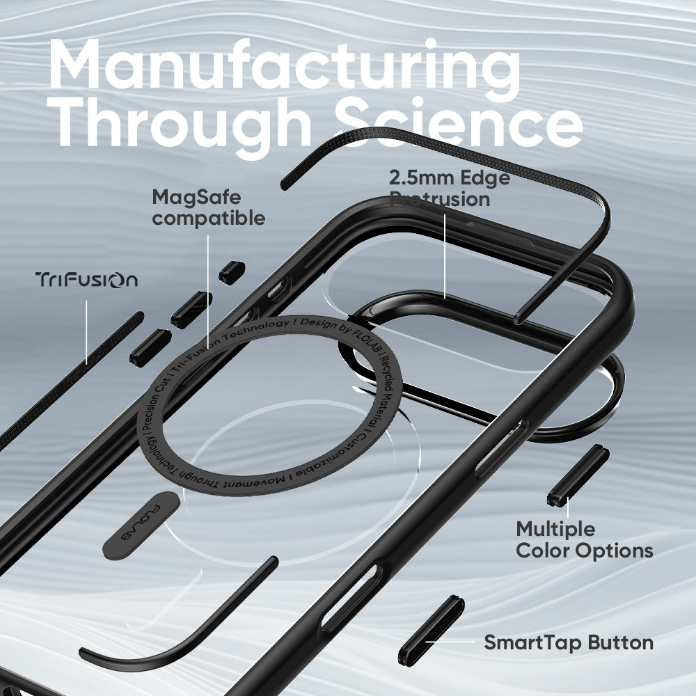FLOLAB Surtect Tri-Fusion MagSafe Compatible Case – iPhone 17 Series (Black Clear)